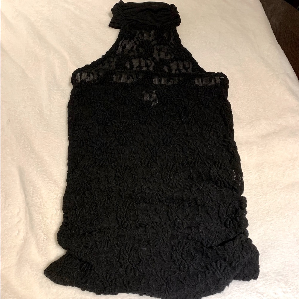 Halter Neck Open Back Transparent Lace Top